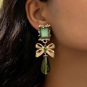 Vintage bow dangle earrings #816